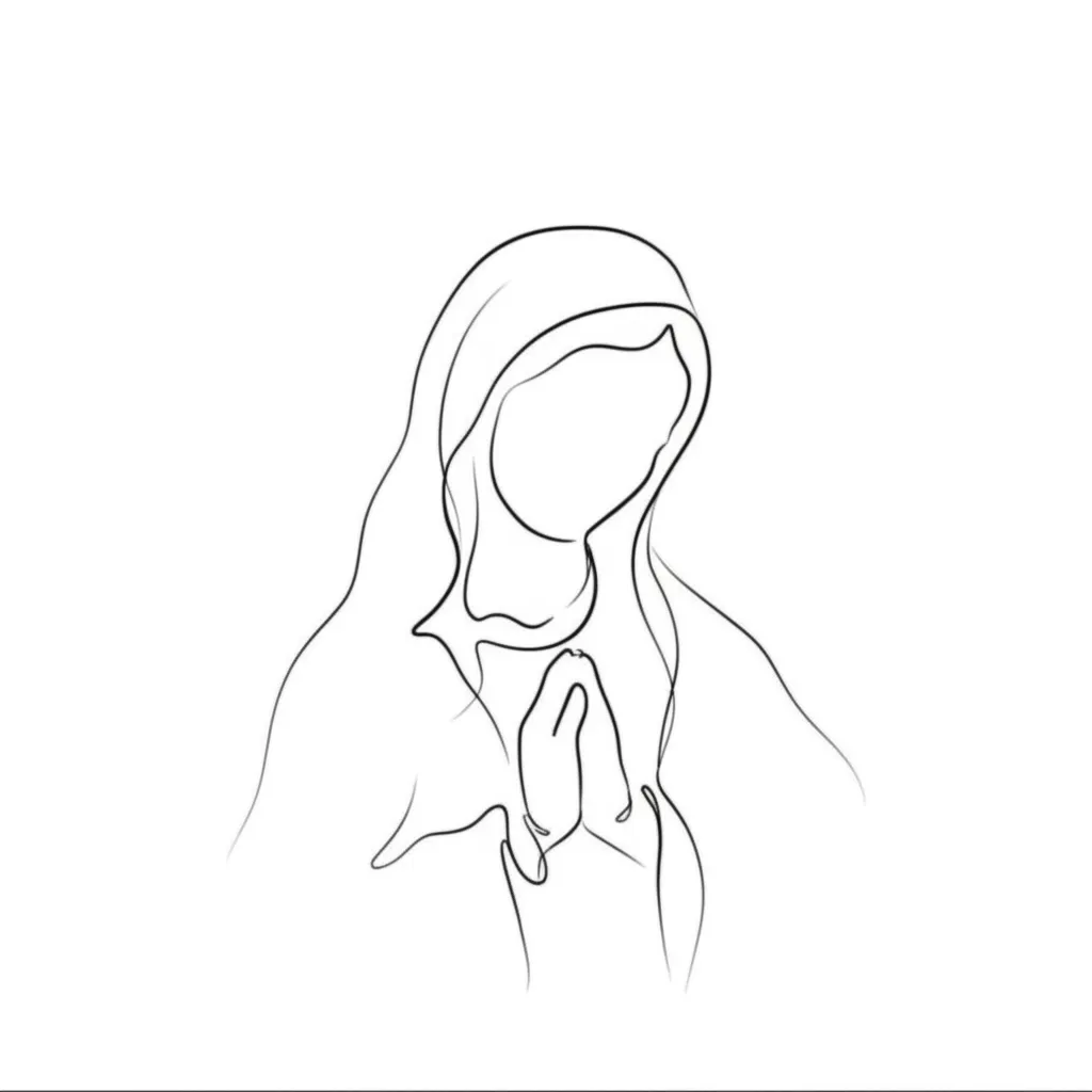 Minimalist Happy Virgin Mary Tattoo Design