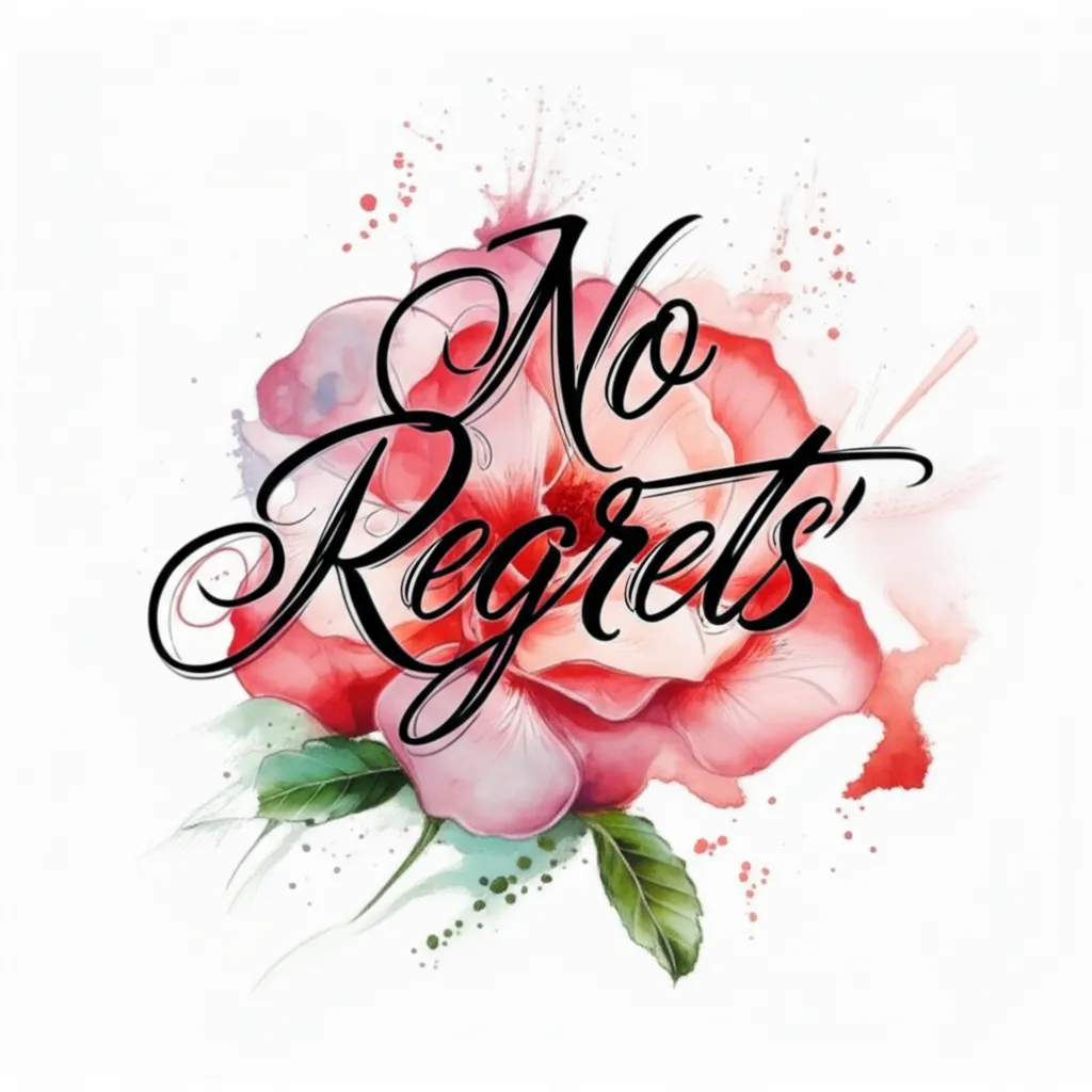 No Regrets Watercolor Flower Tattoo Design No Regrets Watercolor Flower Tattoo Design