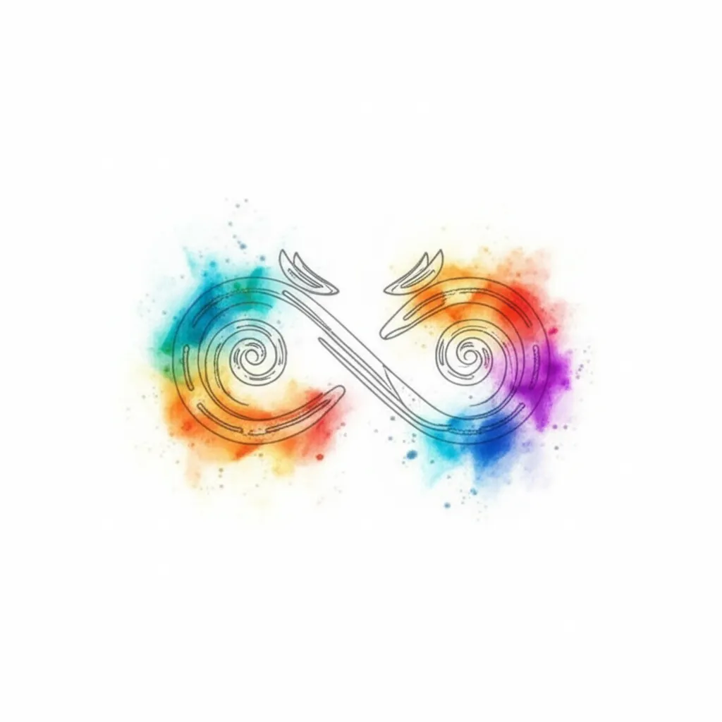 Coyotzi Infinity Symbol Watercolor Tattoo Design