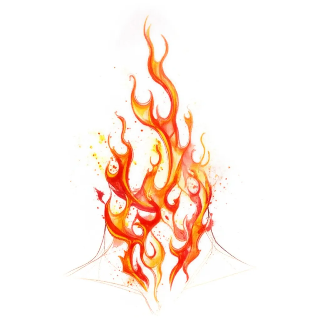 Watercolor Fire Flames Neck Tattoo Design Watercolor Fire Flames Neck Tattoo Design