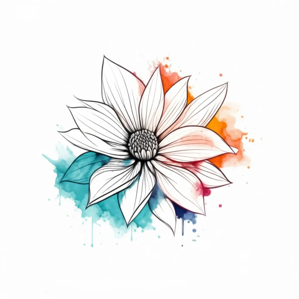 Small Watercolor Flower Tattoo Design Idea