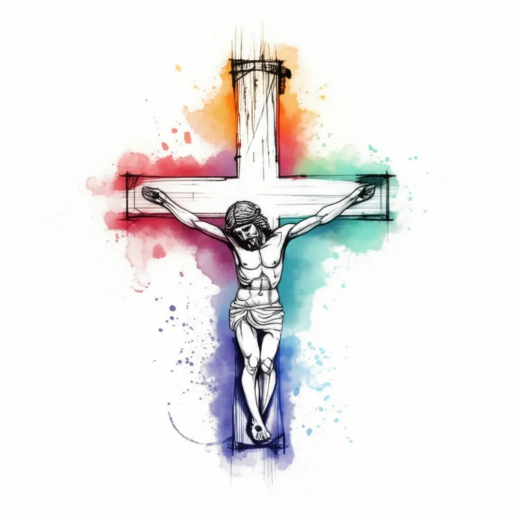 Watercolor Cross Tattoo with Romans 8:18 Meaning Watercolor Cross Tattoo with Romans 8:18 Meaning