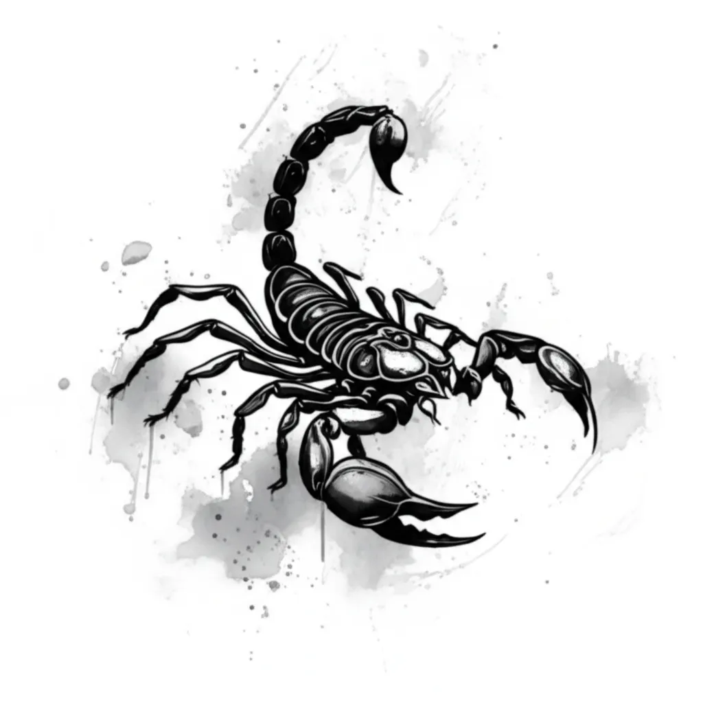 Black Scorpio Watercolor Tattoo Design