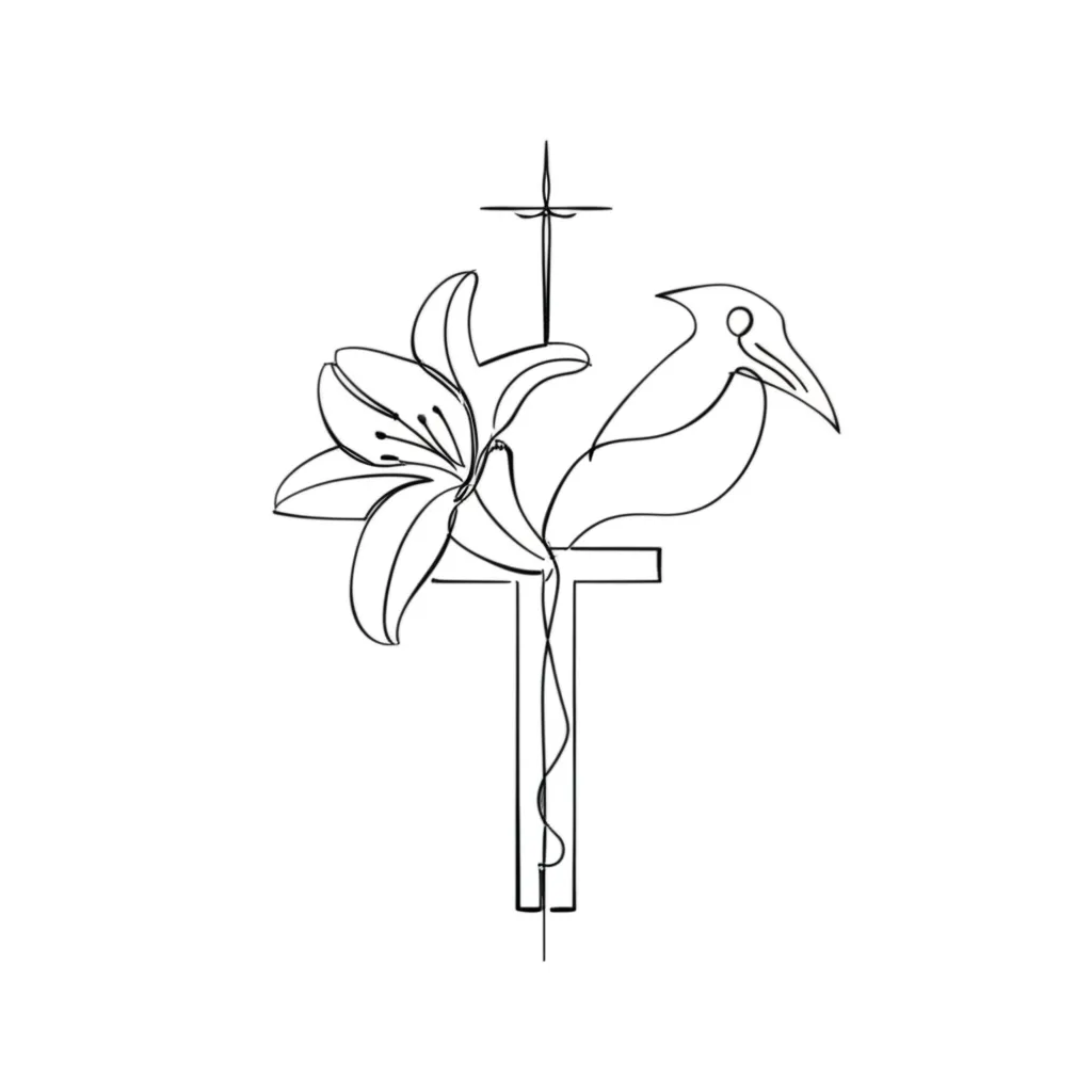 Minimalist Family Memorial Tattoo: Hourglass, Cross, Lily & Crow Design Minimalist Family Memorial Tattoo: Hourglass, Cross, Lily & Crow Design