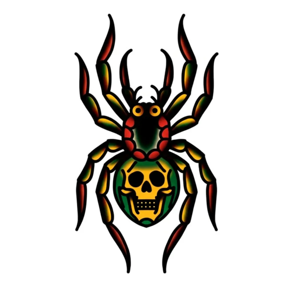 Old School Spider Skull Tattoo Design Old School Spider Skull Tattoo Design