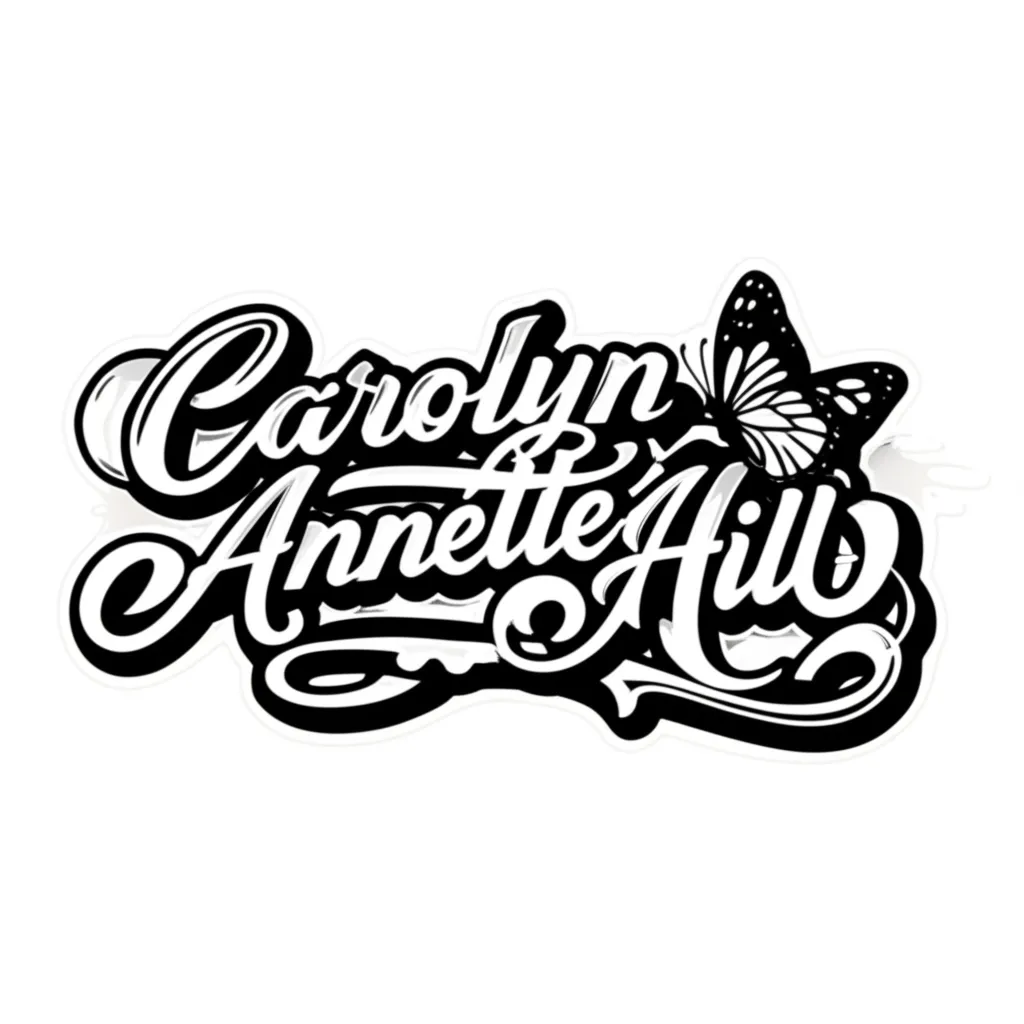 Carolyn Annette Hill Name Tattoo in Graffiti Style with Butterfly Design