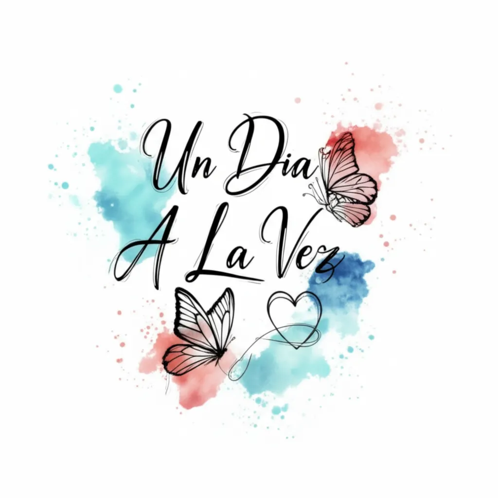 Un Dia A La Vez Watercolor Tattoo with Butterfly and Heart Un Dia A La Vez Watercolor Tattoo with Butterfly and Heart