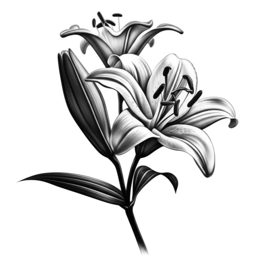 Realistic Lily Flower Tattoo Design Realistic Lily Flower Tattoo Design