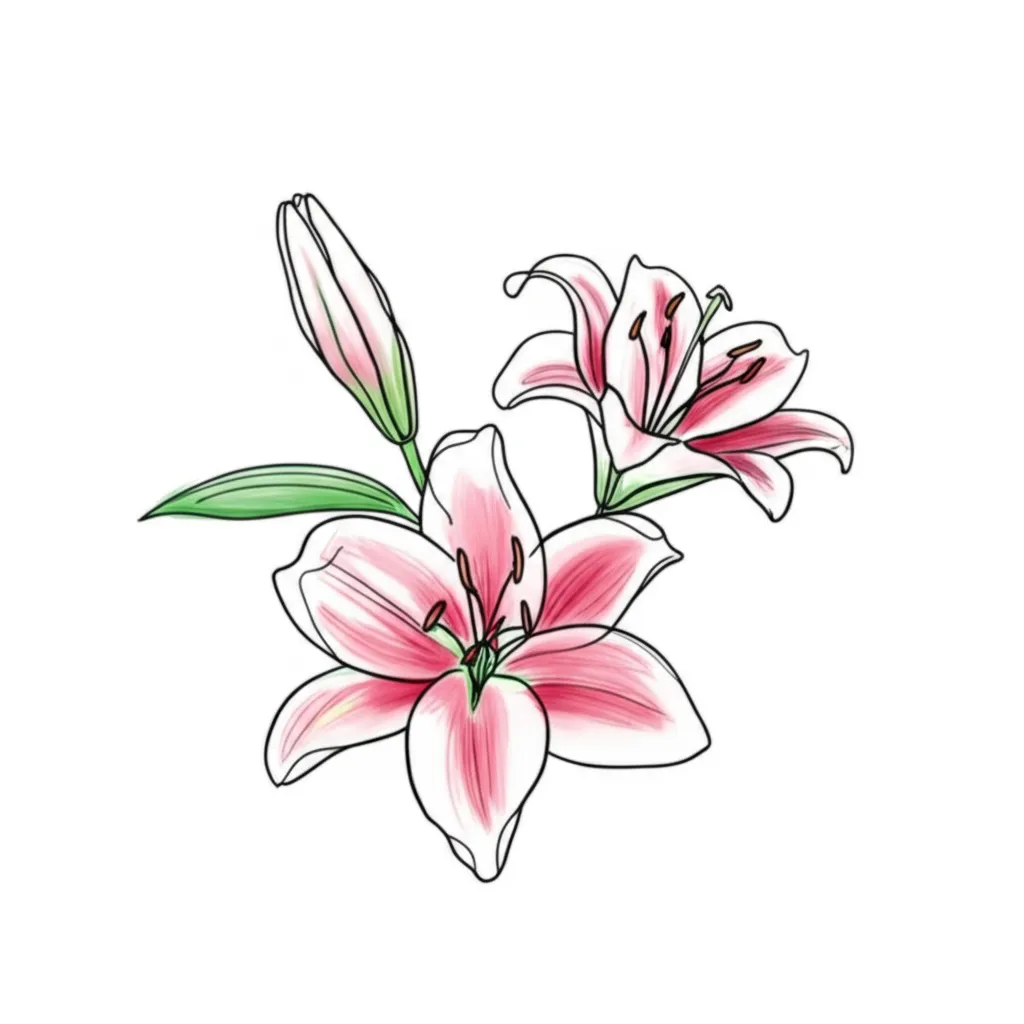 Minimalist Colorful Lily Flower Tattoo Design Minimalist Colorful Lily Flower Tattoo Design