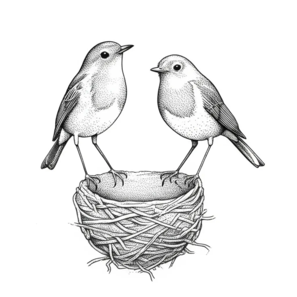 Sad Robins Empty Nest Fine Line Tattoo Design Sad Robins Empty Nest Fine Line Tattoo Design