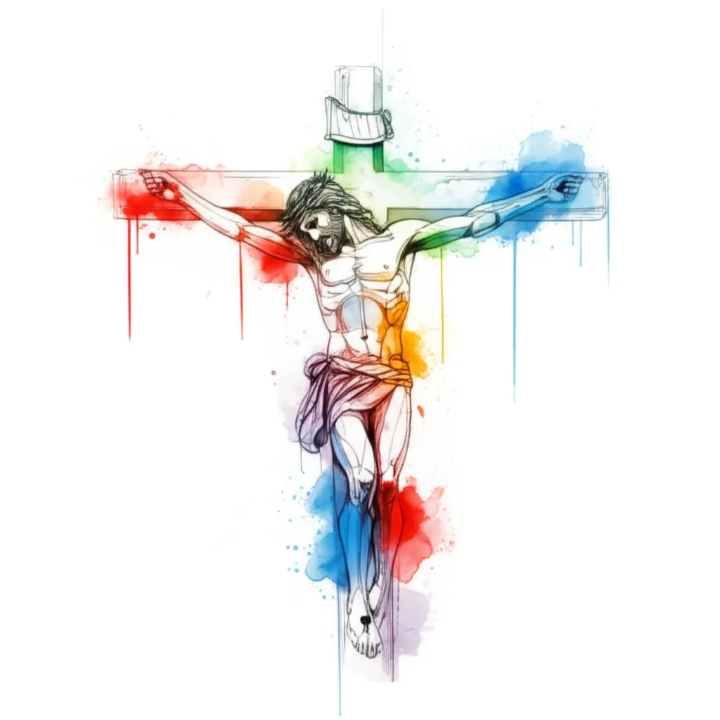 Watercolor Jesus on Cross Tattoo Design Watercolor Jesus on Cross Tattoo Design