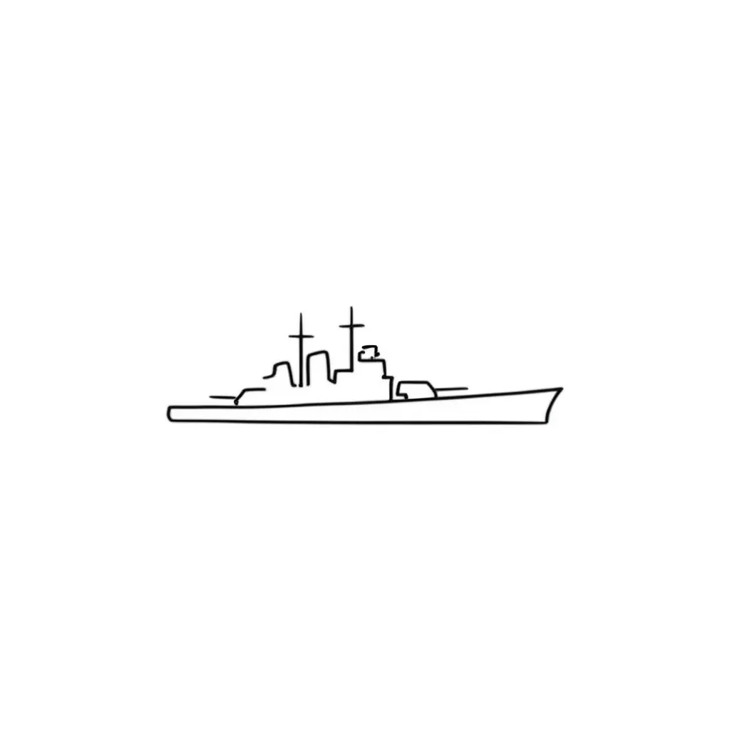 Minimalist Battleship Tattoo Design