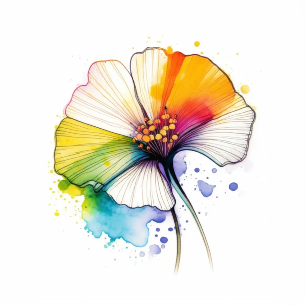 Watercolor Ginkgo Flower Tattoo Design Watercolor Ginkgo Flower Tattoo Design