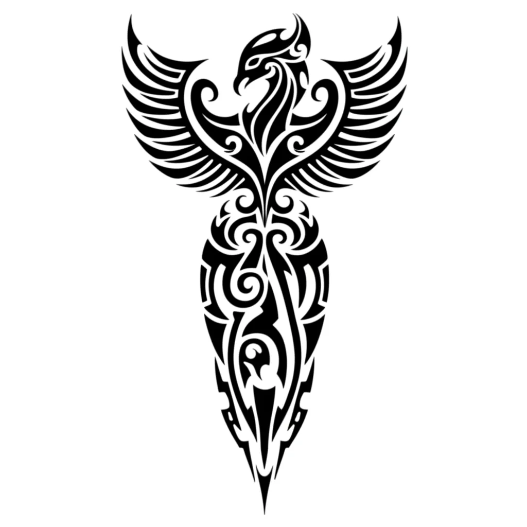 Tribal Phoenix Arm Sleeve Tattoo Design