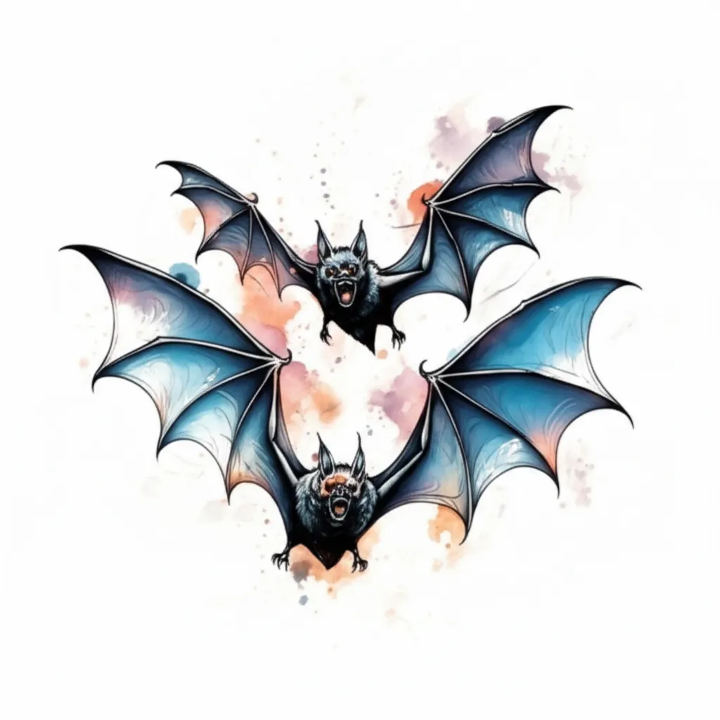 Watercolor Batman Bats Scary Tattoo Design Watercolor Batman Bats Scary Tattoo Design