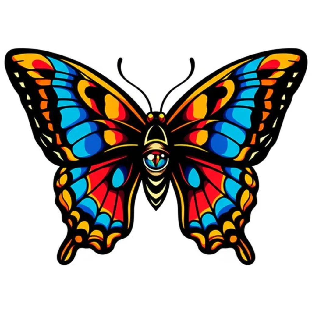 Anime Style Eye in Butterfly Tattoo Design