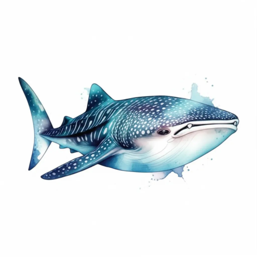 Cute Whale Shark Watercolor Tattoo Design