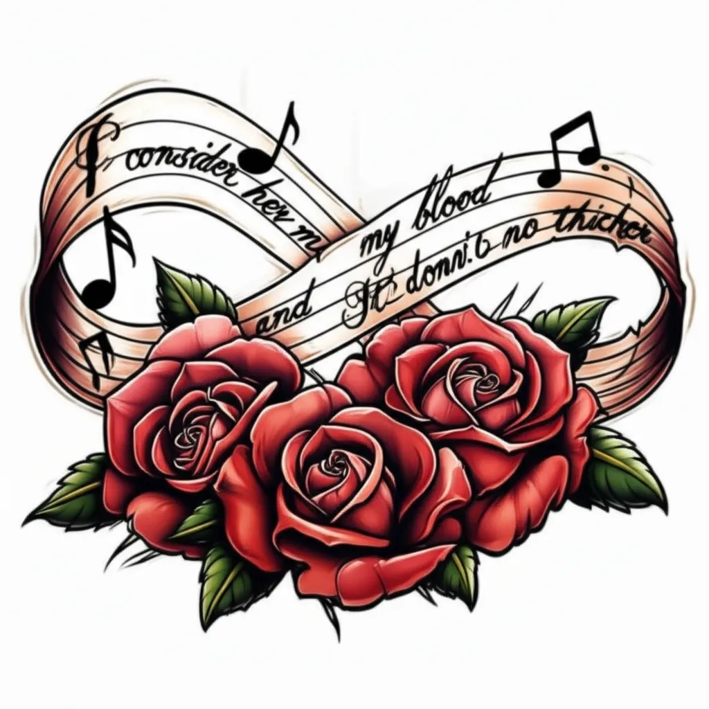 Neo-Traditional Tattoo: Hearts, Flowers, Music, and Eternal Bond Neo-Traditional Tattoo: Hearts, Flowers, Music, and Eternal Bond