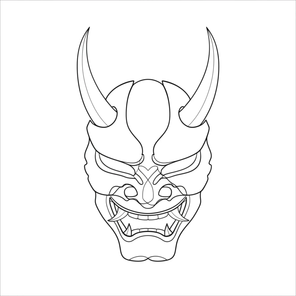 Minimalist Demonic Samurai Mask Tattoo Design Minimalist Demonic Samurai Mask Tattoo Design