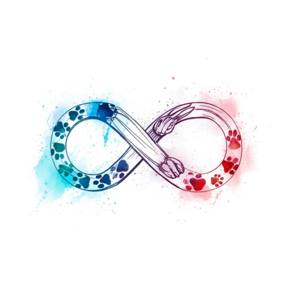 Watercolor Infinity Tattoo with Dog and Rabbit Prints