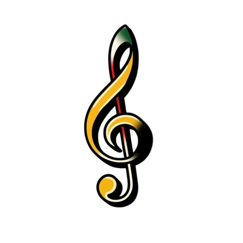 Music Semicolon Tattoo for Men - American Traditional Style Music Semicolon Tattoo for Men - American Traditional Style