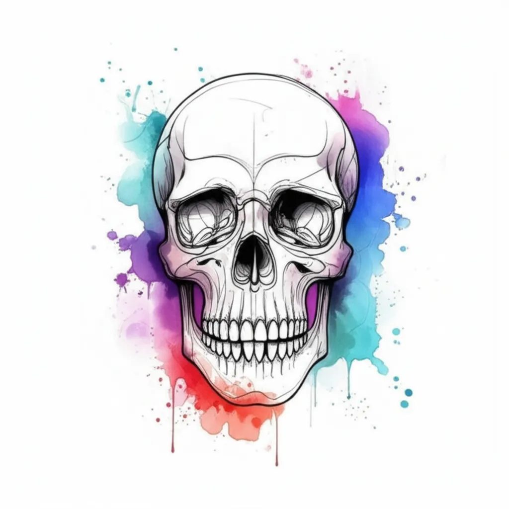 Watercolor Skull Tattoo Design Watercolor Skull Tattoo Design