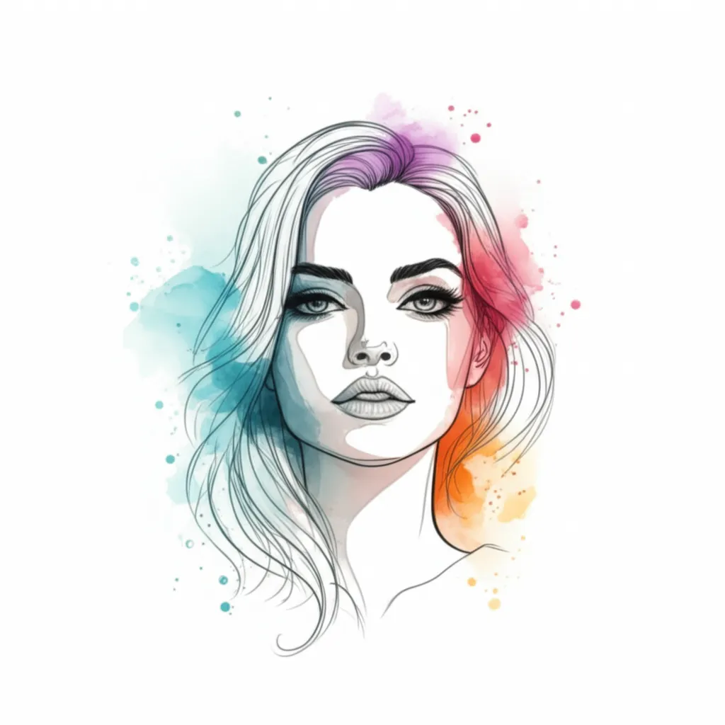 Watercolor Comic Style Woman Portrait Tattoo Idea Watercolor Comic Style Woman Portrait Tattoo Idea