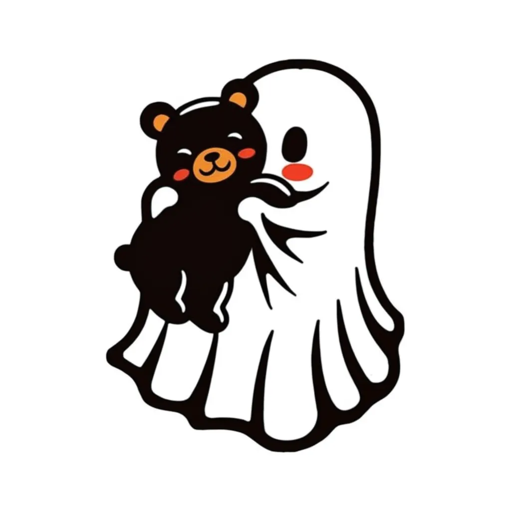 Cute Ghost Hugging Black Bear Anime Tattoo Idea Cute Ghost Hugging Black Bear Anime Tattoo Idea