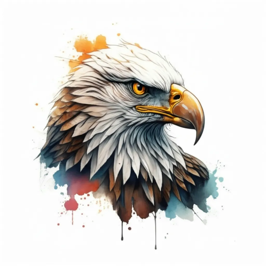 Watercolor Eagle Tattoo with Bold Slogan Design