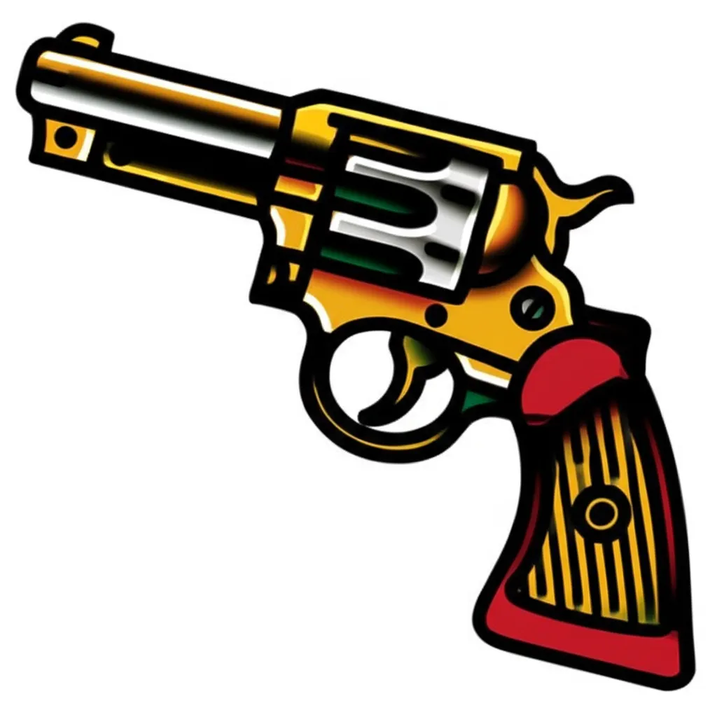 American Traditional Revolver Tattoo Design American Traditional Revolver Tattoo Design