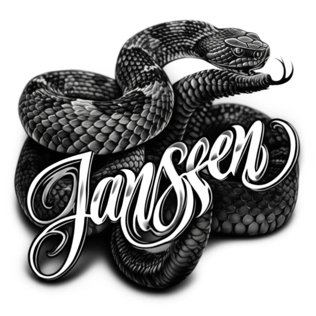 Janssen Name Tattoo with Realistic Rattlesnake Design Janssen Name Tattoo with Realistic Rattlesnake Design