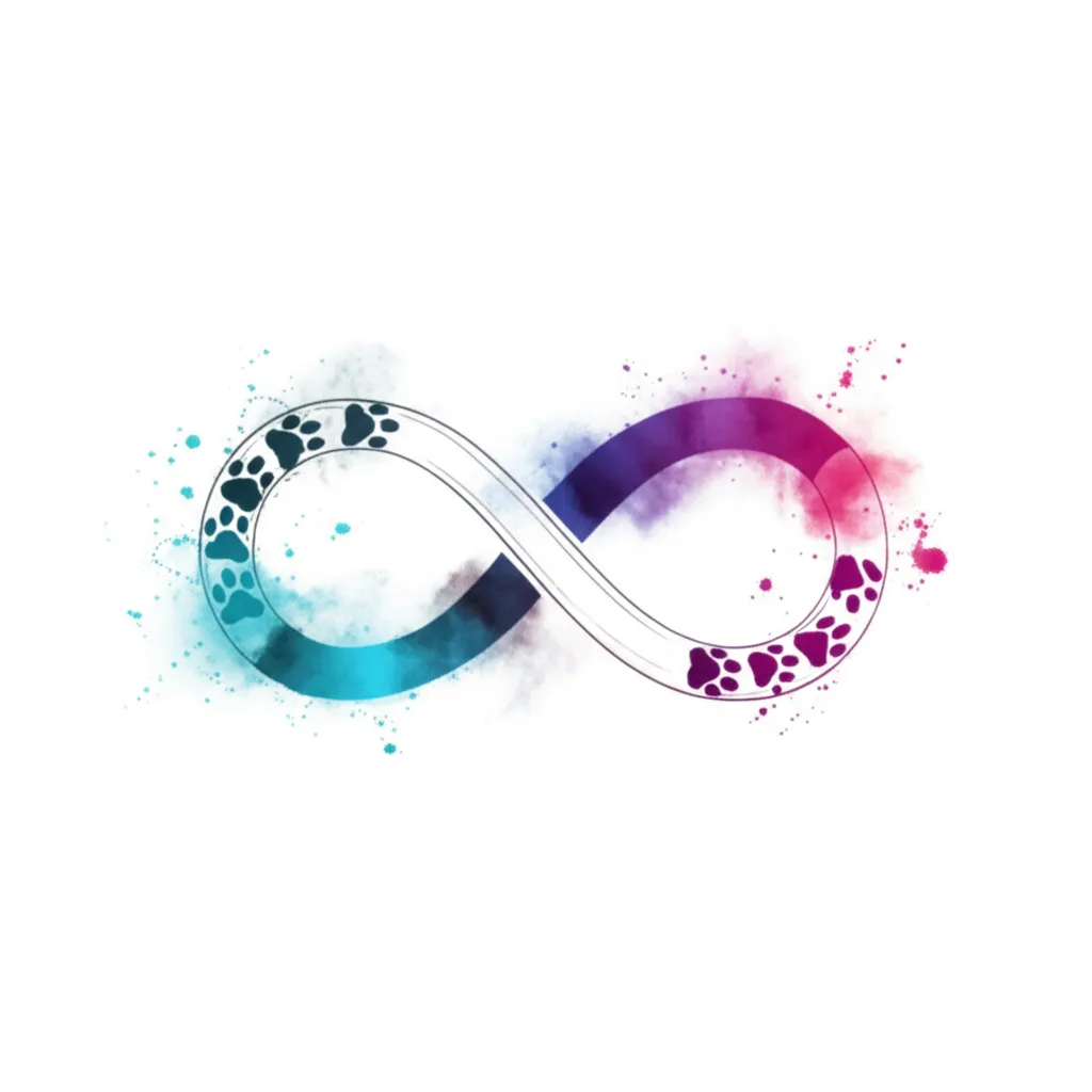 Watercolor Infinity Tattoo with Dog and Rabbit Prints - Symbol of Everlasting Love