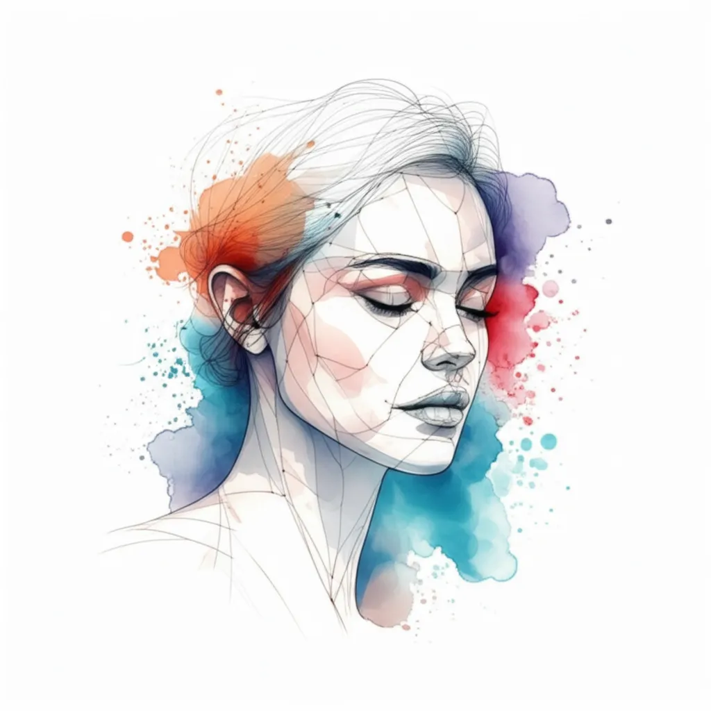 Watercolor Woman Portrait Tattoo Idea