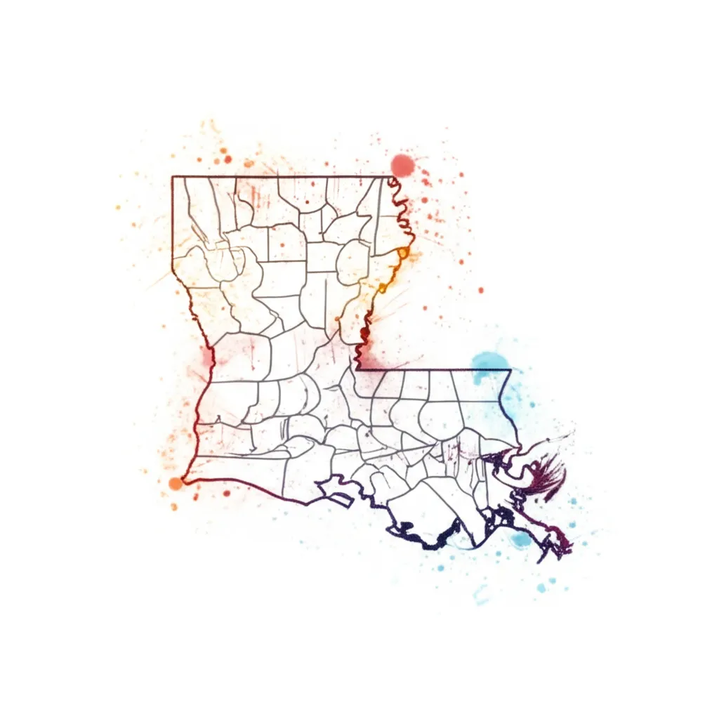 Watercolor Louisiana State Map Tattoo Design Watercolor Louisiana State Map Tattoo Design