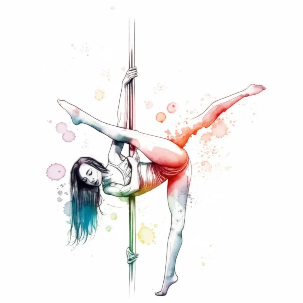 Watercolor Pole Dance Tattoo Design for Women