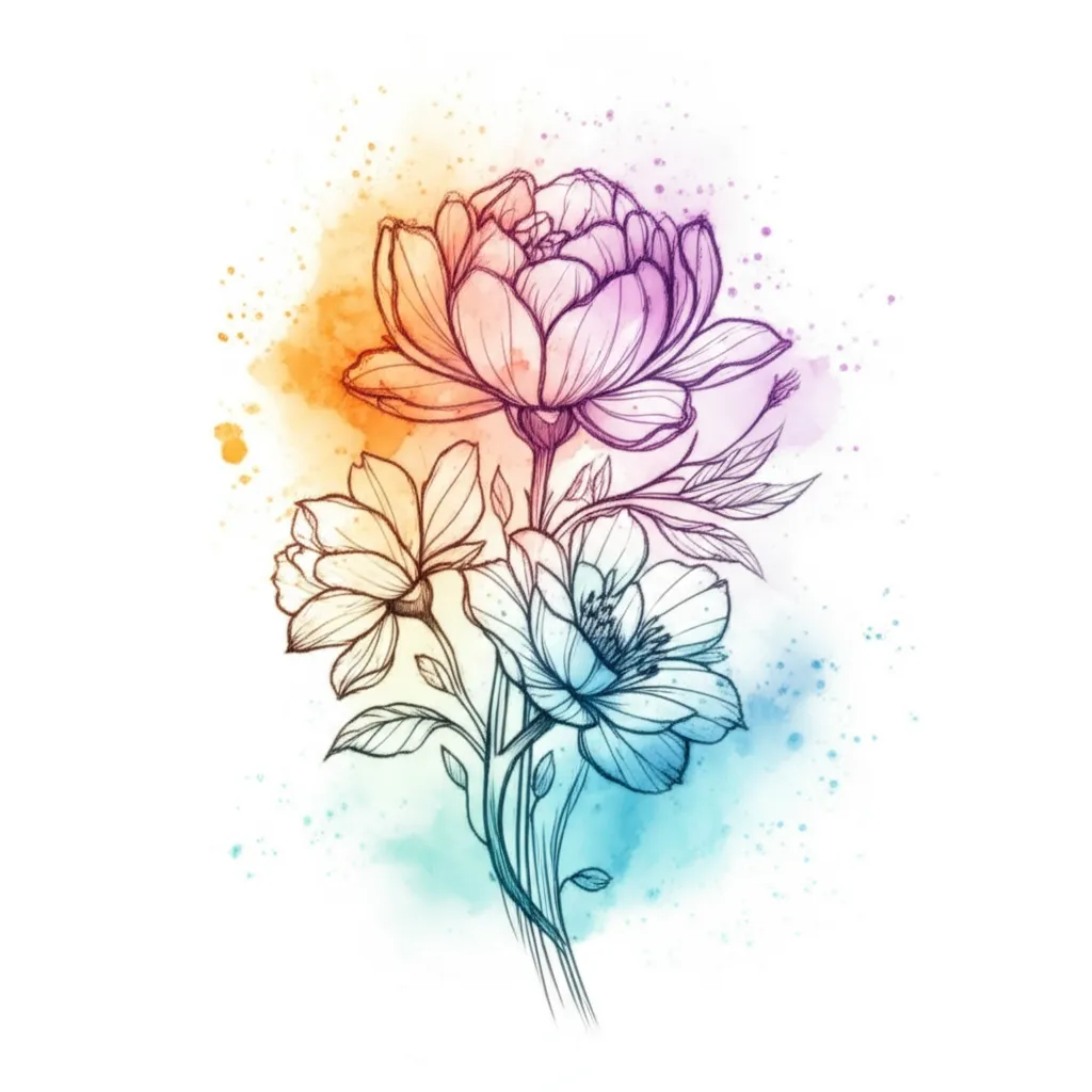 Sagittarius and Taurus Zodiac Flowers Watercolor Tattoo Sagittarius and Taurus Zodiac Flowers Watercolor Tattoo