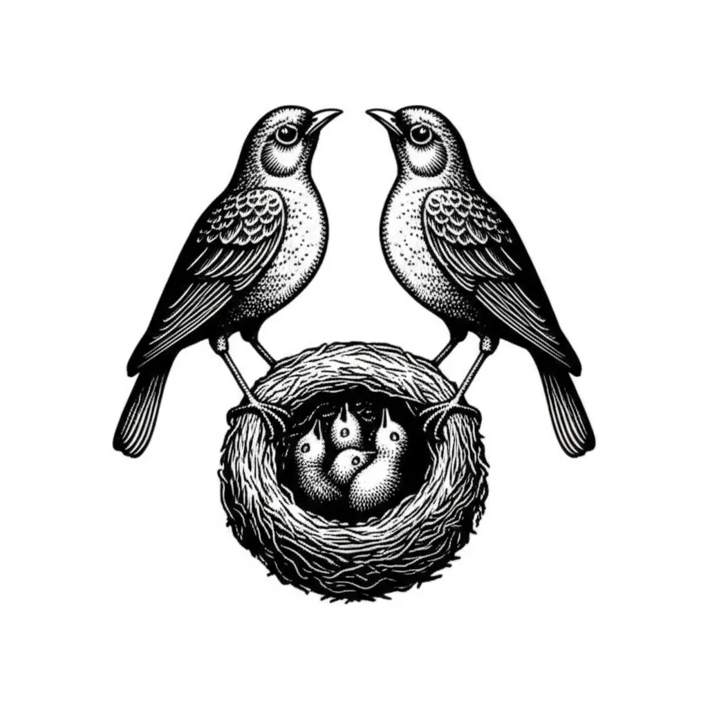 Sad Robins Nest Blackwork Tattoo Design Sad Robins Nest Blackwork Tattoo Design