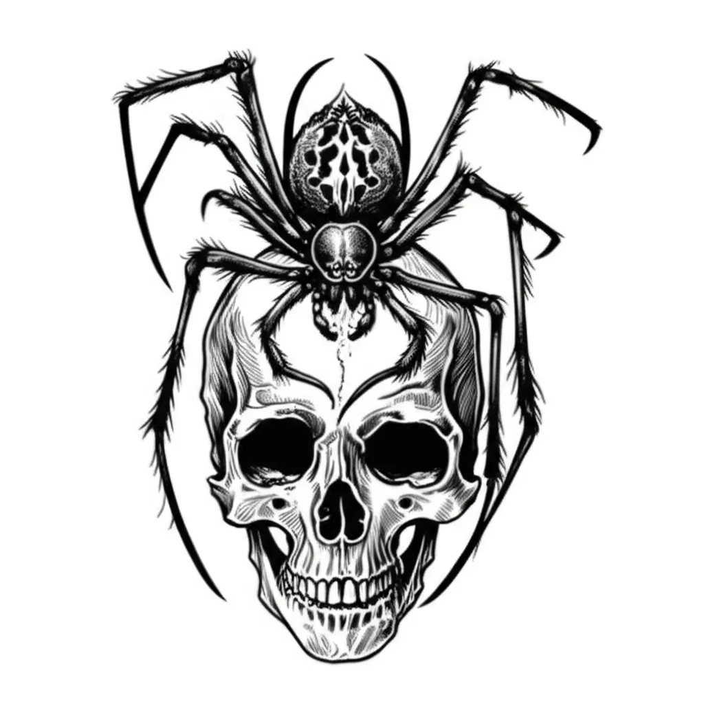 Gothic Spider and Skull Tattoo Design Gothic Spider and Skull Tattoo Design