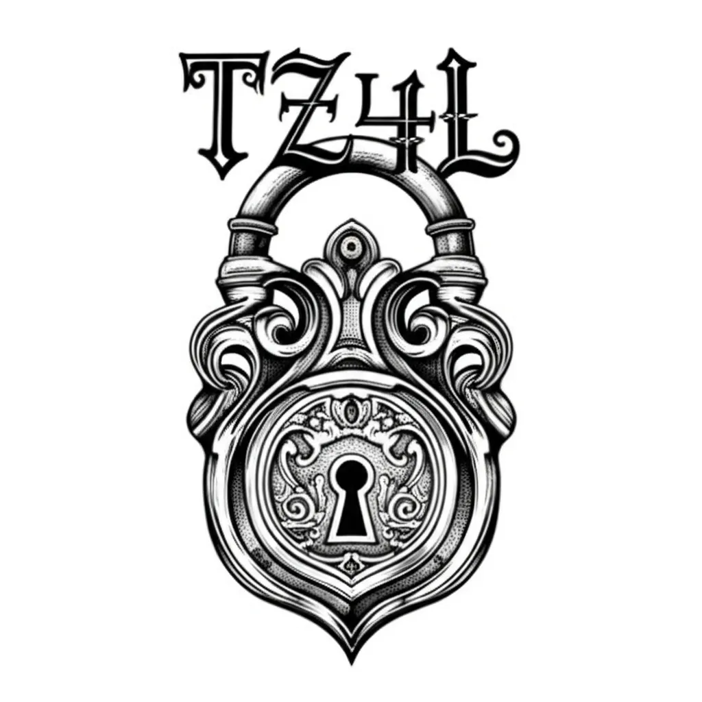 TZ4L Lock and Key Gothic Tattoo Design