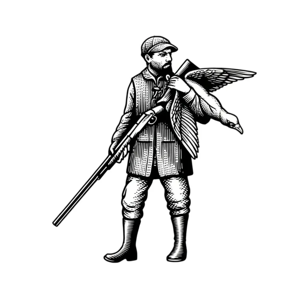 Blackwork Hunter Tattoo Design with Bird Blackwork Hunter Tattoo Design with Bird