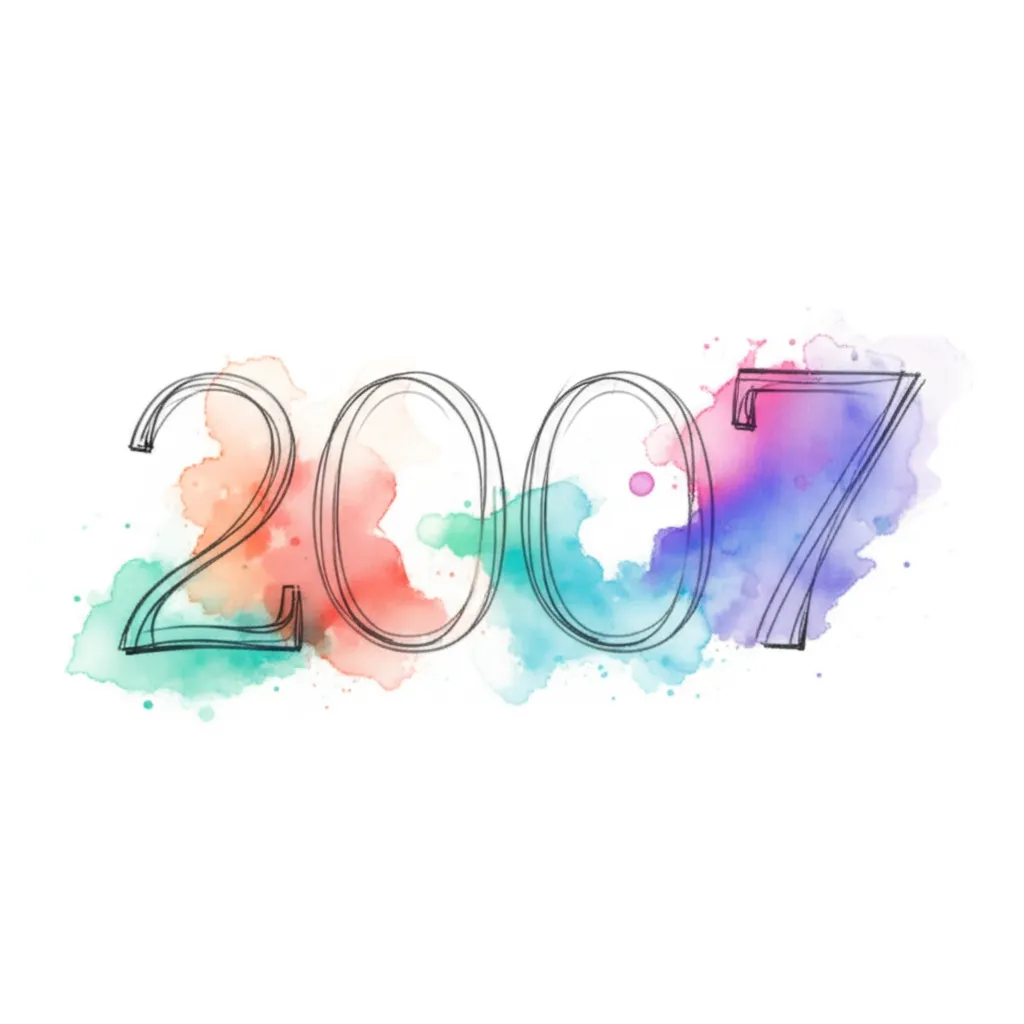 Watercolor 2007 Year Font Tattoo Design