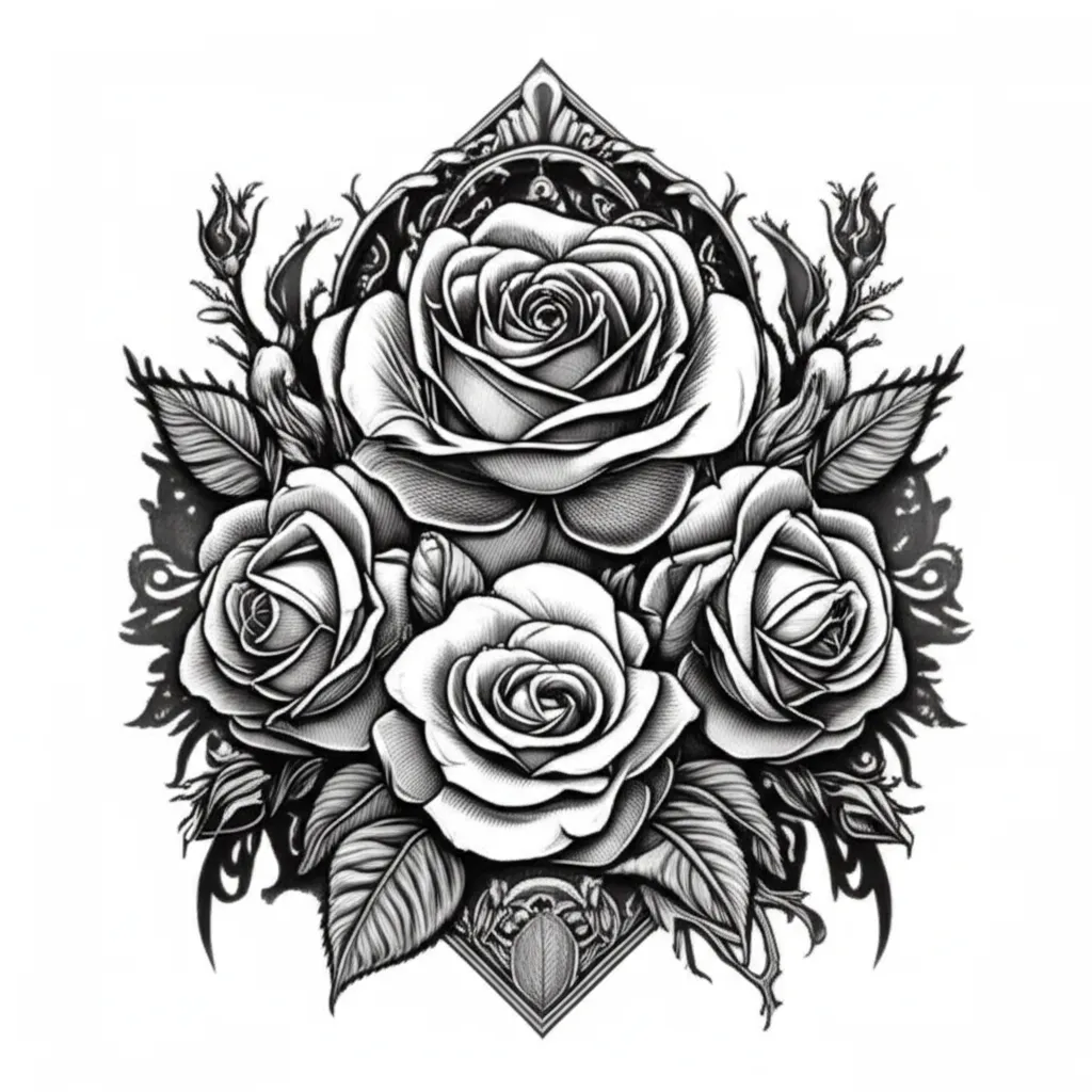 Cristina Name Tattoo with Red Roses in Illustrative Style Cristina Name Tattoo with Red Roses in Illustrative Style