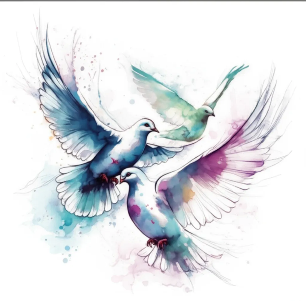 Watercolor Dove and Angel Tattoo Design Watercolor Dove and Angel Tattoo Design