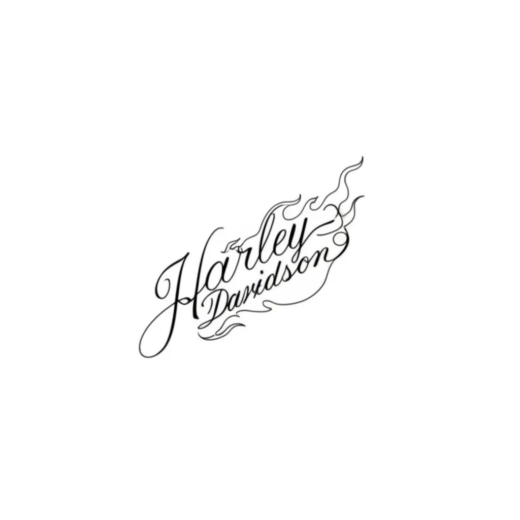 Minimalist Harley Davidson Tattoo Design on Fire Minimalist Harley Davidson Tattoo Design on Fire