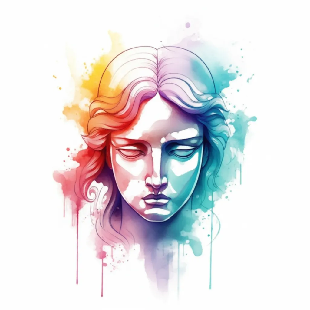 Watercolor Evil Angel Face Tattoo Design Watercolor Evil Angel Face Tattoo Design