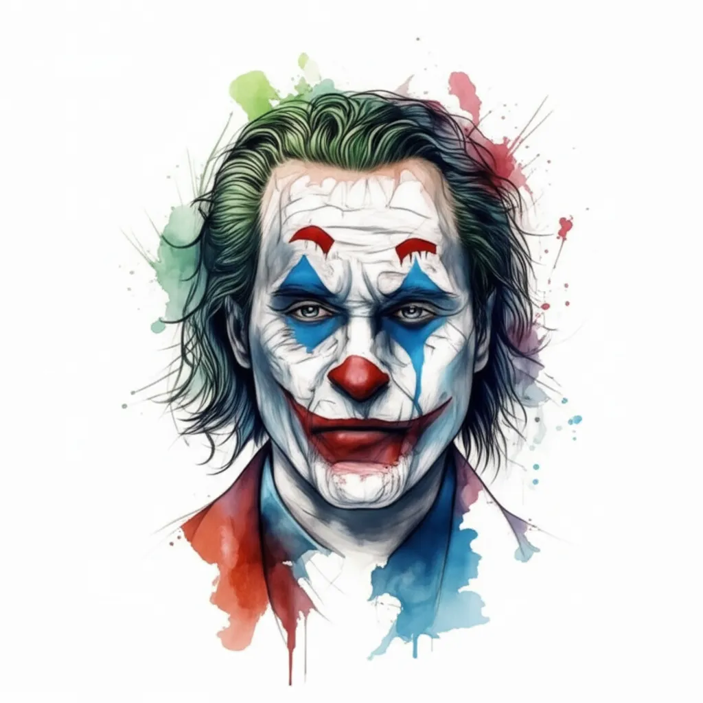 Watercolor Joker Portrait Tattoo Idea Watercolor Joker Portrait Tattoo Idea