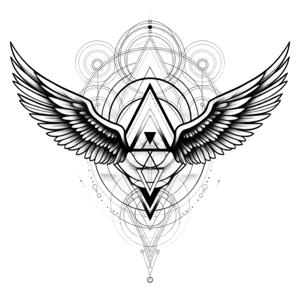 Geometric Angel Wings Tattoo Design for Forearm Geometric Angel Wings Tattoo Design for Forearm