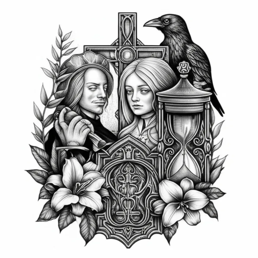 Gothic Family Hourglass Cross Tattoo Design Gothic Family Hourglass Cross Tattoo Design