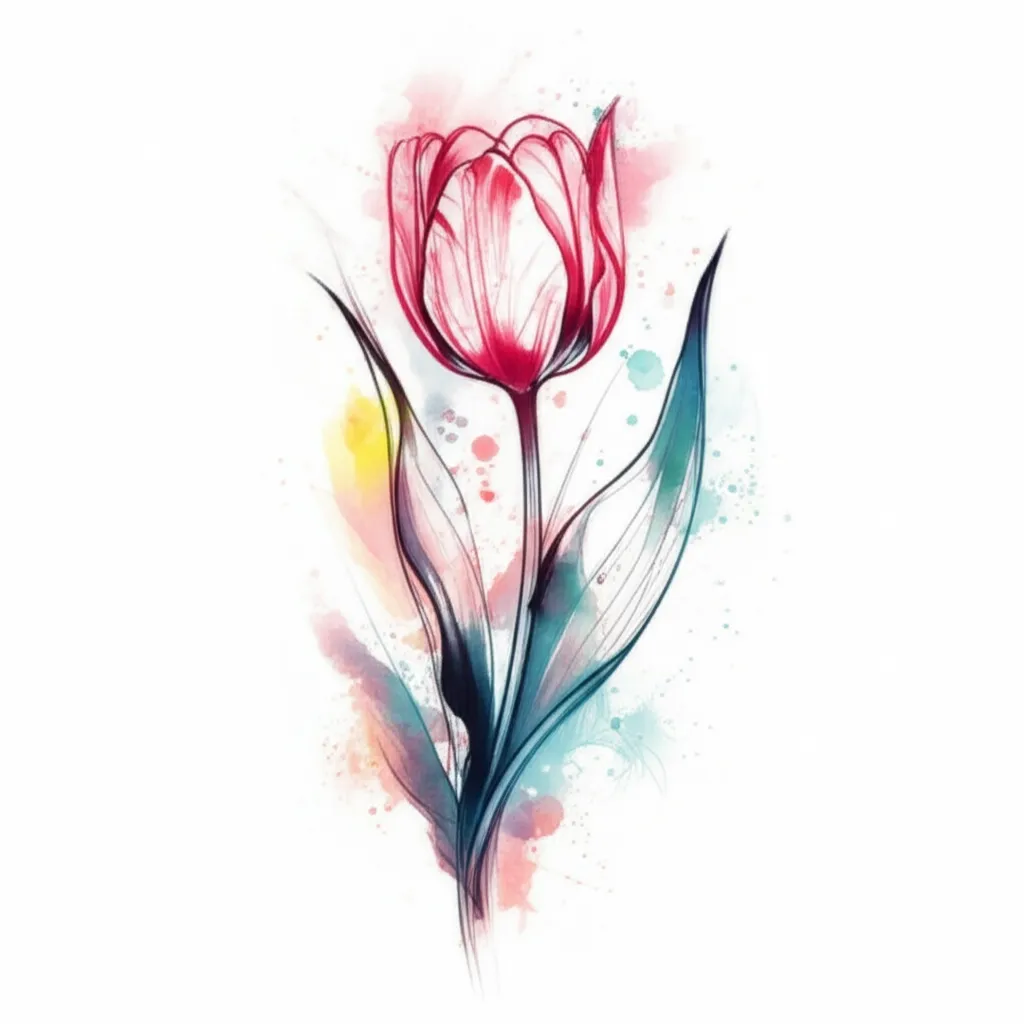 Watercolor Tulip Sleeve Tattoo Design for Inner Forearm Watercolor Tulip Sleeve Tattoo Design for Inner Forearm
