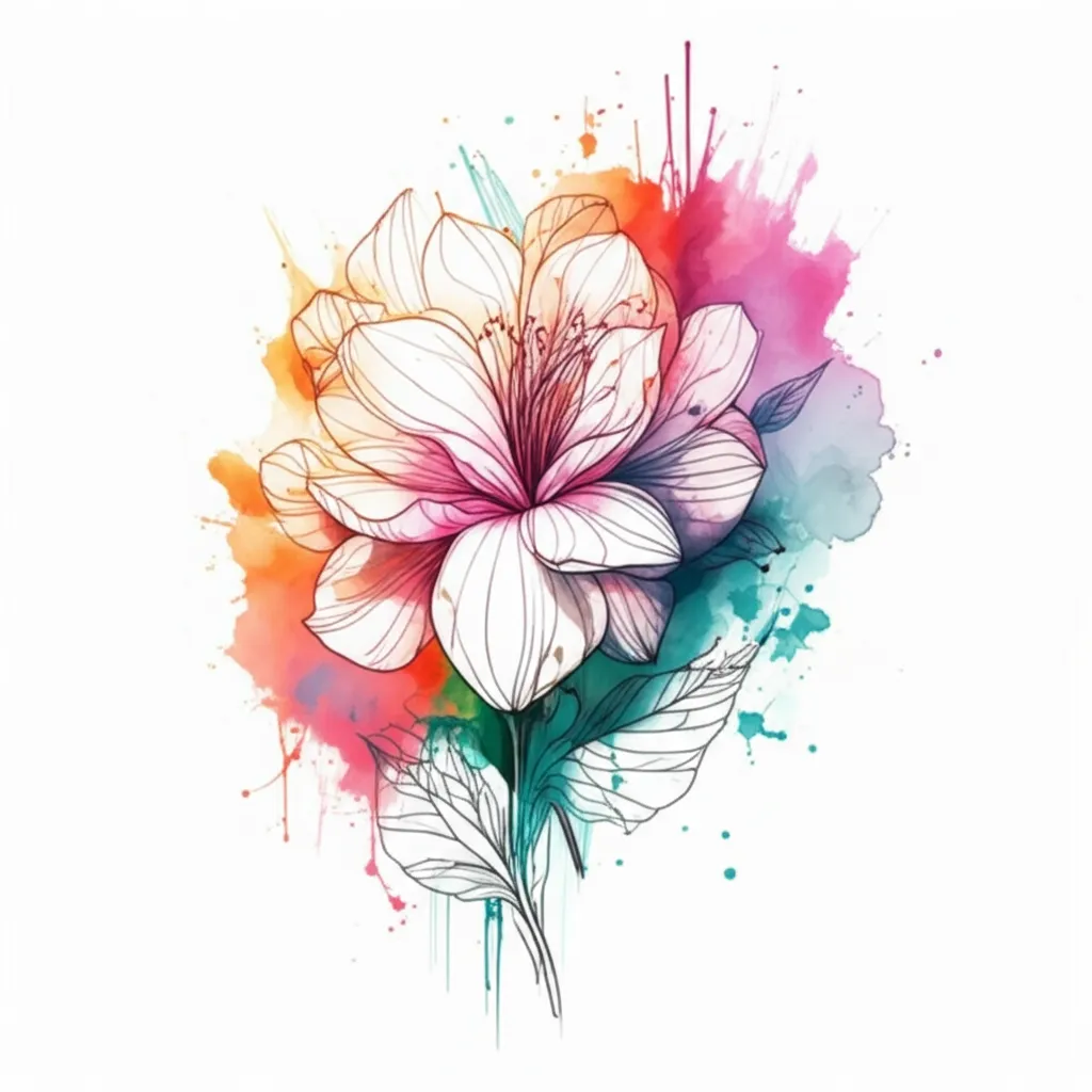Abstract Watercolor Flower Wrap Tattoo Design